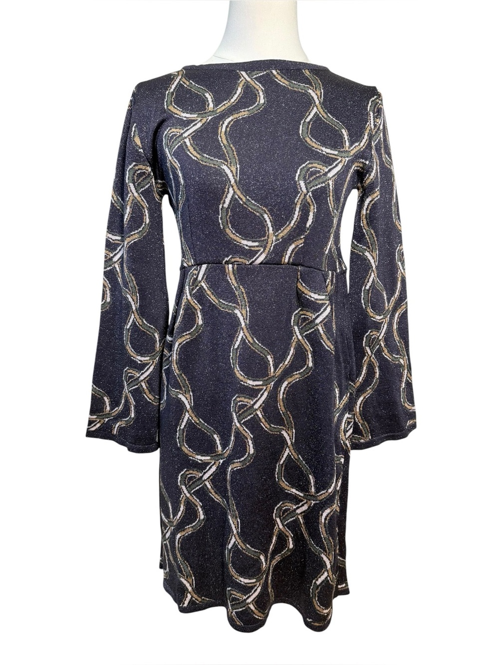 A.P.C. Rare Fall 2016 Metallic Serpentine Knit Mini Dress XS